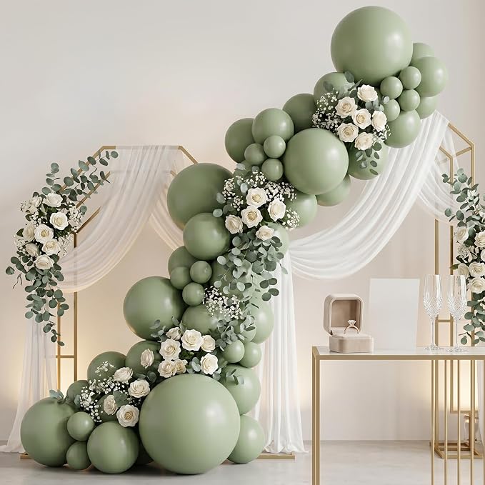 102pcs Sage Green Balloons Garland Arch Kit, 18 12 10 5 Inch Balloons | - Image 4