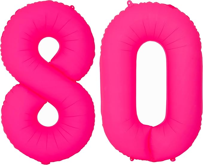 Pink Birthday Number 80 Balloons 40IN Fluorescent Pink 80 Foil Balloon | by YOIOZAIZAI