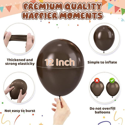 Brown Bow Balloons, Neutral Brown Balloons 50pcs 12 Inch Dark Coffee Tan - Image 3