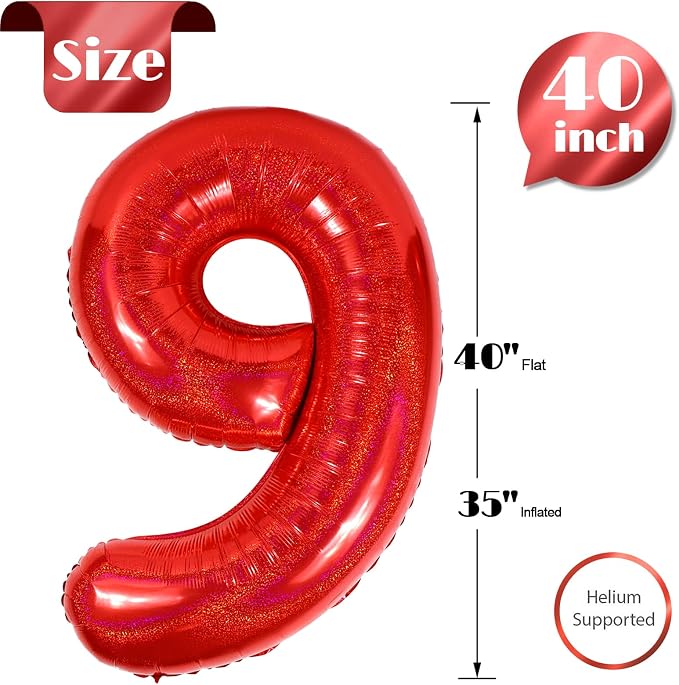 Laser Red 9 Balloon - Image 5