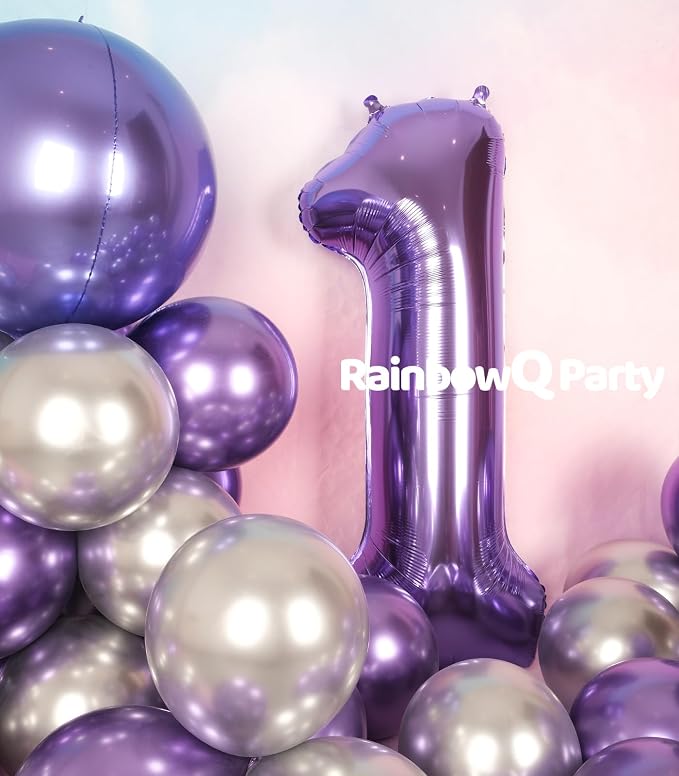 RainbowQ Purple 1 Balloon Number 40 Inch 0-40 Foil Large Balloons | Big Mylar 1 - Image 7