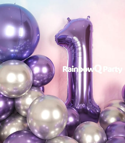 RainbowQ Purple 1 Balloon Number 40 Inch 0-40 Foil Large Balloons | Big Mylar 1 - Image 7