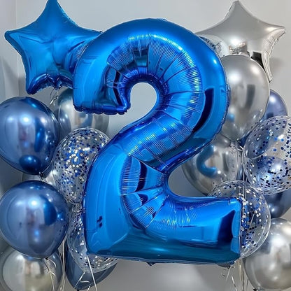 40'' Blue Number 1 Balloons, Giant Self Inflating Foil Number Balloons Set 0-9 - Image 8