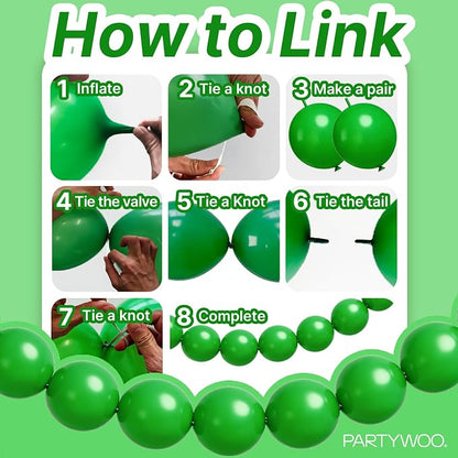 PartyWoo Green Linking Balloons 100pcs 6 Inch Green Link Balloons | - Image 5
