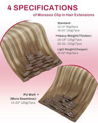 Moresoo Ombre Brown to Blonde Clip in Hair Extensions Human Hair Light Brown to Medium Blonde Remy Human Hair Clip in Extensions to Add Volume for Women Long And Thick 150g/7pcs 22 inch