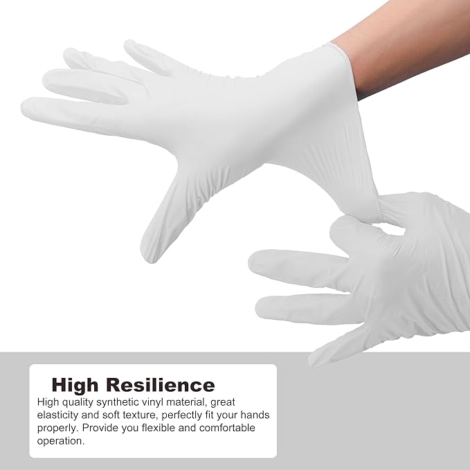 Disposable Gloves Small, Nitrile and Vinyl Blend Material Gloves, Latex Free 4 Mil 100 Pc Food Grade Glove for Cleaning, Food Prep, Hair Dye, Tattoo, White