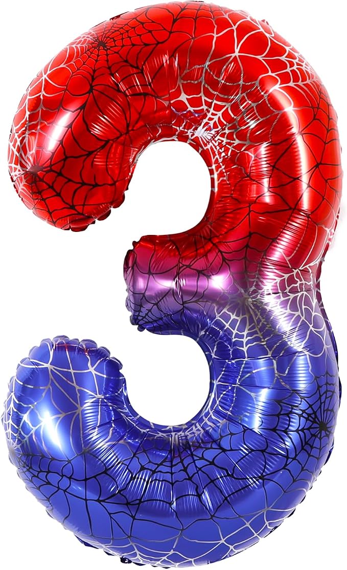 40 Inch Red Blue Number 3 Balloon by Vuzvuv