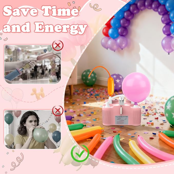 AXHJ Electric Balloon Pump, Portable Electric Air Balloon Pump Dual Nozzle Air - Image 3