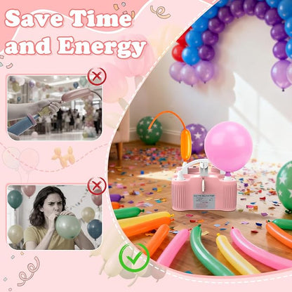 AXHJ Electric Balloon Pump, Portable Electric Air Balloon Pump Dual Nozzle Air - Image 3