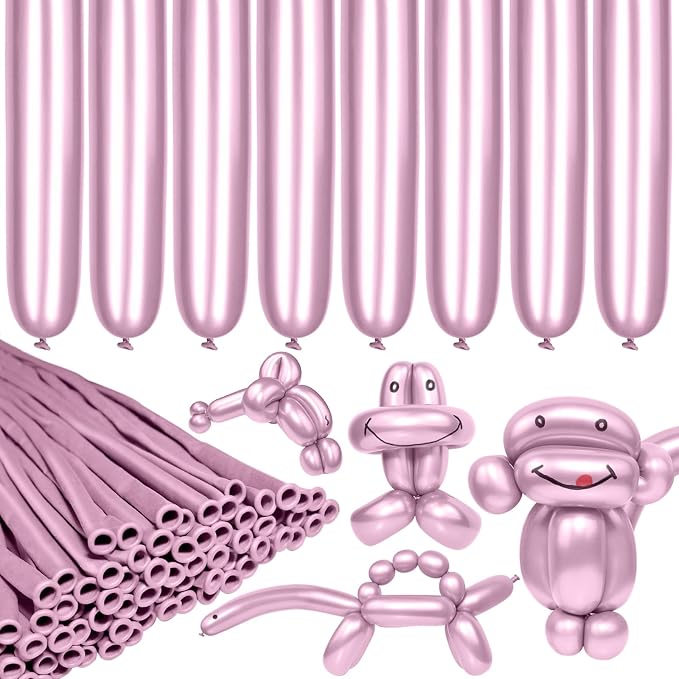 LXZFCRG 260 Long Balloons, Shiny Metallic Latex Twisting Balloon by LXZFCRG