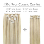 WENNALIFE Hair Extensions Clip In, 9pcs 24inch 150g Ash Blonde Highlighted Platinum Blonde Thicker Clip In Hair Extensions Real Human Hair Remy hair extension Double Weft Clip in Human Hair Extensions