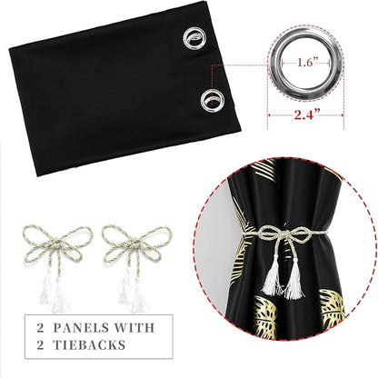 Black Blackout Curtains for Bedroom 90 Inches Long, Room Darkening Grommet - Image 4