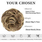 CJL HAIR Large Messy Bun Hair Piece Wavy Curly Scrunchies Synthetic Chignon Ponytail Hair Extensions Thick Updo Hairpieces for Women Bernstein Multi