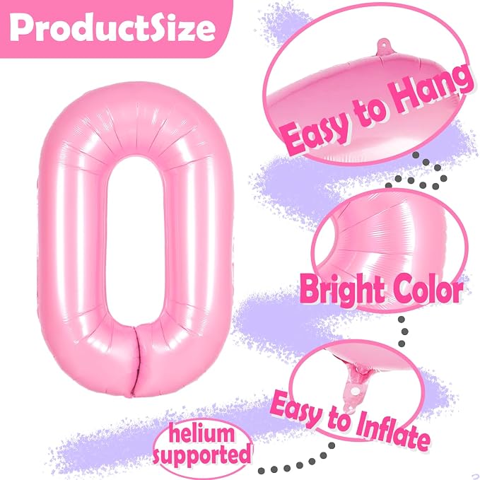 Pink Bow Birthday Decorations 28 Balloon Numbers - Image 3