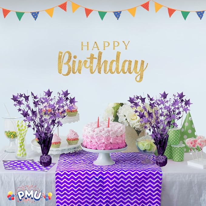 PMU 12 Pack Bursting Star Metallic Foil Spray Centerpiece- Purple Prismatic - Image 4