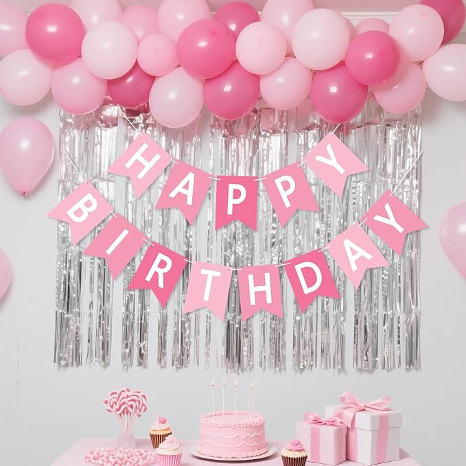 Happy Birthday Banner Sign, Birthday Garland Wall Door Hanging Banners Flag - Image 2