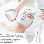 7Pcs Silicone Facial Mask Bowl DIY Face Mask Mixing Bowl for Home Salon Spa Face Skin Applicator Bowl, White