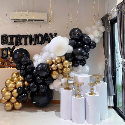 Metallic Gold and Premium Latex Black White Balloons - Image 7