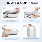 10 Set Compression Packing Cubes for Travel Essentials,Compressible Expandable Packing Cubes for Suitcase,OlarHike Luggage Organizer Bags for Travel,Handy Helper for Organizing Clothes(White)