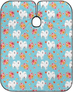 Extra Long Professional Salon Cape, Samoyed Dogs Floral Dog Dyeing Salon Apron Haircut Cloth Wrap Protector for Hair Cutting