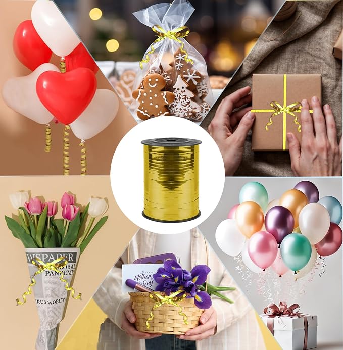 500 Yard Bright Gold Curling Ribbon, 1/5" Ribbon Curling - Image 5
