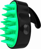 Sonic Scalp Scrubber- Electric Scalp Massager for Hair Growth, Water Resistant Vibrating Head Massager & Dandruff Removal, Scalp Exfoliator (Black-Green), 4.5 Ounce