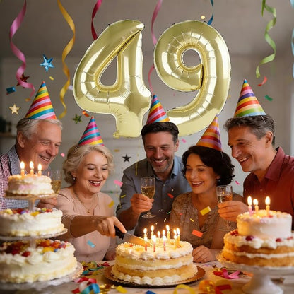 40 Inch Number 49 Balloons for 49th Birthday Party Decorations, 0-100 Champagne - Image 2