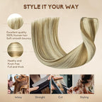 Clip in Hair Extensions Real Human Hair 20Inch 8pcs 105g Seamless Balayage Blonde Hair Extensions Clip Ins Double Weft Light Blonde Highlight Golden Blonde Invisible Straight Remy Human Hair for Women