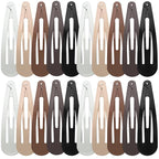 WILLBOND 30 Pieces 3.1 Inch Large Metal Snap Hair Clips Nonslip Barrettes Women Hair Accessories (Five Color)