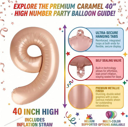 40 Inch Caramel Foil Number 9 Balloon - Image 2