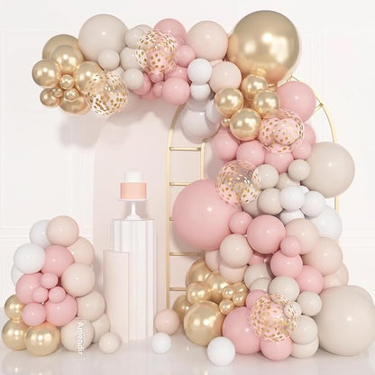Amandir 153pcs Dusty Pink and Gold Balloon Garland Arch Kit Different Sizes | by Amandir