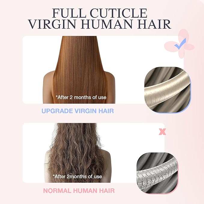 DOORES Invisible Clip in Hair Extensions 22 inch 150g 7pcs, Real Human Hair Invisi Edge Clip in Extensions, Virgin PU Clipins Straight Thickening, 6BT18D Medium Brown Highlighted Dirty Blonde