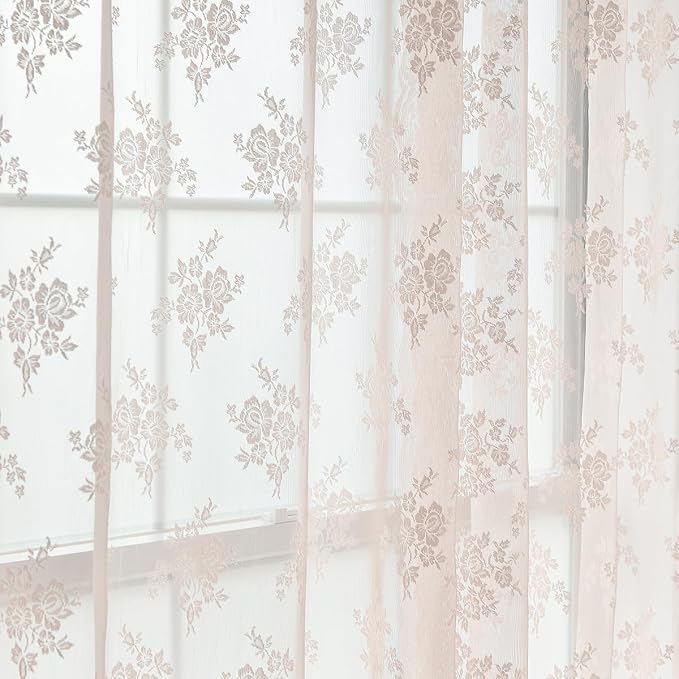 Kotile Blush Pink Lace Curtains - Image 5