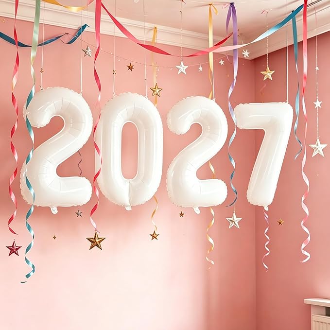2 Set 20 Pcs Number Balloons 16 Inch White 0-9 Number Mylar Foil Balloons White - Image 4