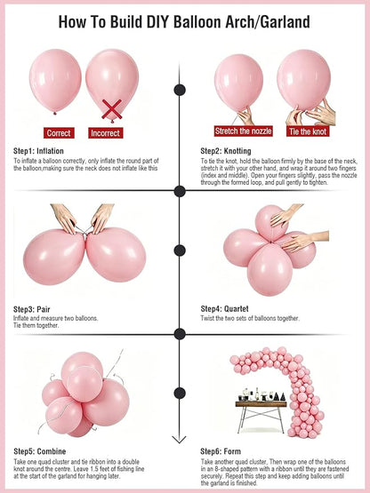 Pink Balloons 12 Inch 60 Pcs Light Baby Pastel Pink Latex Balloons - Image 6