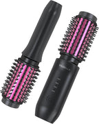 Youbella Cordless Hair Curling Iron Brush, Mini Travel Hot Straightener Comb, 3-in-1 Portable Wave Curling Wand, 1.5″ Ionic Heated Brush, USB Rechargeable Hair Curler, Black – No Automatic Rotation