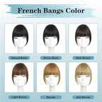 NAYOO Bangs Hair Clip - Dark Brown French Bangs 100% Real Human Hair Extensions French Bangs for Women Fringe with Temples Hairpieces Curved Bangs for Daily Wear