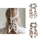 Dachshund Cute Hair Scrunchies with Ribbon 2 Pcs Paw Print Knotted Bow Satin Scarf Scrunchy Travel Accessory Animal Bow Hair Ties for Girls