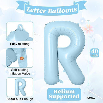 40inch Baby Blue BRIDE Letter Balloons, Giant Pastel Blue Bride Foil Helium - Image 2