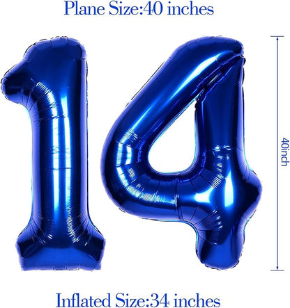 40 Inch Navy Blue Big Number 14 Balloon 0-9 Large Helium | Royal Blue Balloons - Image 6