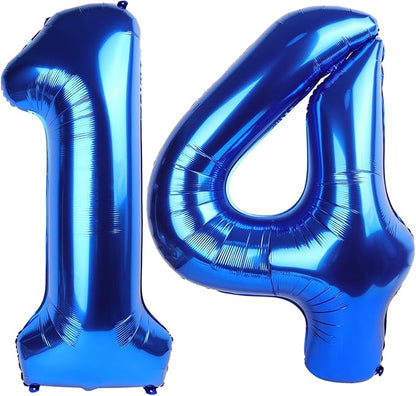 Number Balloons 40 Inch Dark Blue Number 14 by Mluchee