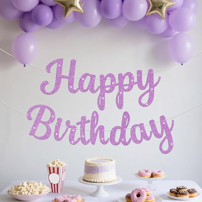 Glitter Happy Birthday Banner Sign Birthday Garland Wall Door Banners Flag - Image 4