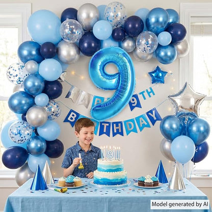 Light Blue Number 9 Balloon 40 Inch, Foil Numeral - Image 3