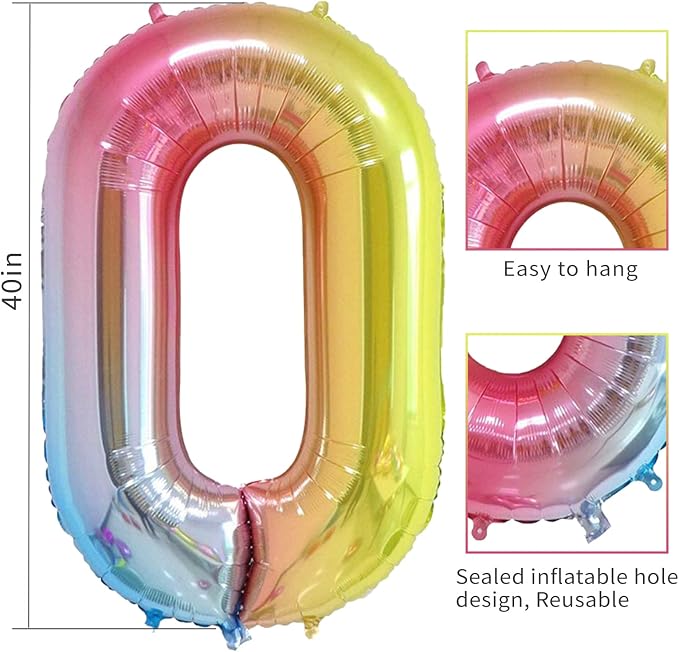 40 Inch Rainbow Number 100 Balloon, Large Foil Mylar Balloons - Image 3