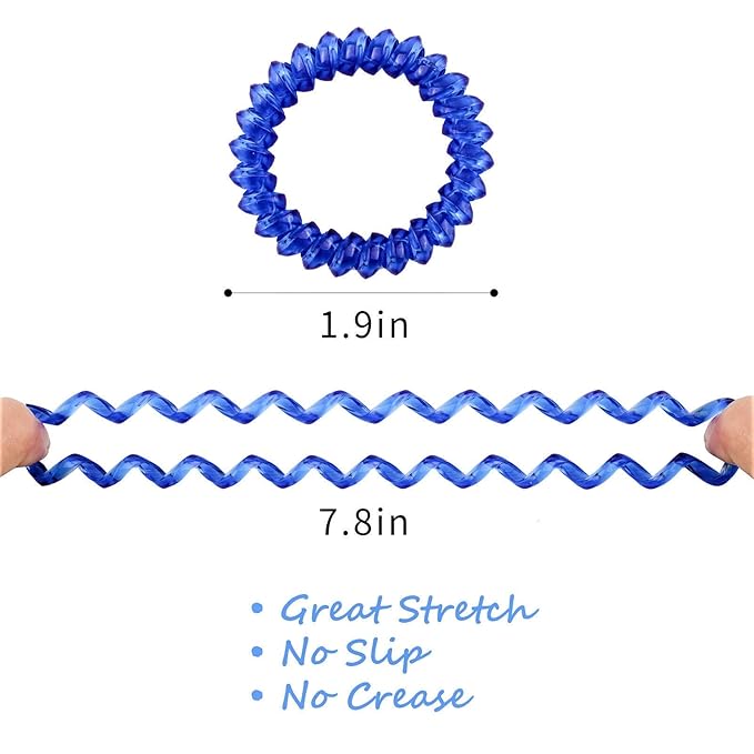 79STYLE 50pcs Spiral Hair Ties For Women Phone Cord Ponytail Holders Colorful Hair Coils Plastic Scrunchies Bulk Hair Ties Coil Hair Bands Bracelets For Grils (Crystal10 Colors -Large Size)