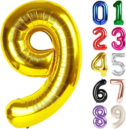 9 Balloon - Gold Birthday Number Balloons, 40 Inch Decorations Men Women | Gold by ALPHADELTAPI