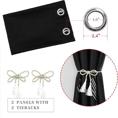 Black Blackout Curtains & Drapes 102 Inches Long - Image 4