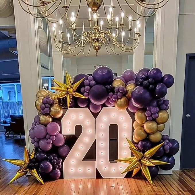 Purple and Gold Balloon Arch Kit, Different Size Balloons - Image 7