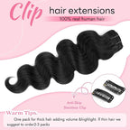 Clip in Hair Extensions Real Human Hair Body Wave 1B Natural Black Clip in 100% Brazilian Remy Human Hair Extensions 8pcs Per Set with 18 Clips Double Weft 22 Inch 110g/3.6oz