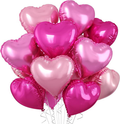 Pastel Pink Heart Balloons, 18 Inch Light Pink Rose Red Foil Balloons Helium by BIAPIAN